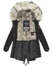 Navahoo Honigfee warme Damen Winter Jacke mit Kapuze und Kunstfell B805 Schwarz Größe M - Gr. 38
