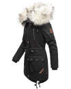 Navahoo Honigfee warme Damen Winter Jacke mit Kapuze und Kunstfell B805 Schwarz Größe L - Gr. 40