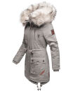 Navahoo Honigfee warme Damen Winter Jacke mit Kapuze und Kunstfell B805 Hellgrau Größe L - Gr. 40