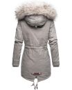 Navahoo Honigfee warme Damen Winter Jacke mit Kapuze und Kunstfell B805 Hellgrau Größe L - Gr. 40