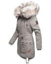 Navahoo Honigfee warme Damen Winter Jacke mit Kapuze und Kunstfell B805 Hellgrau Größe XL - Gr. 42