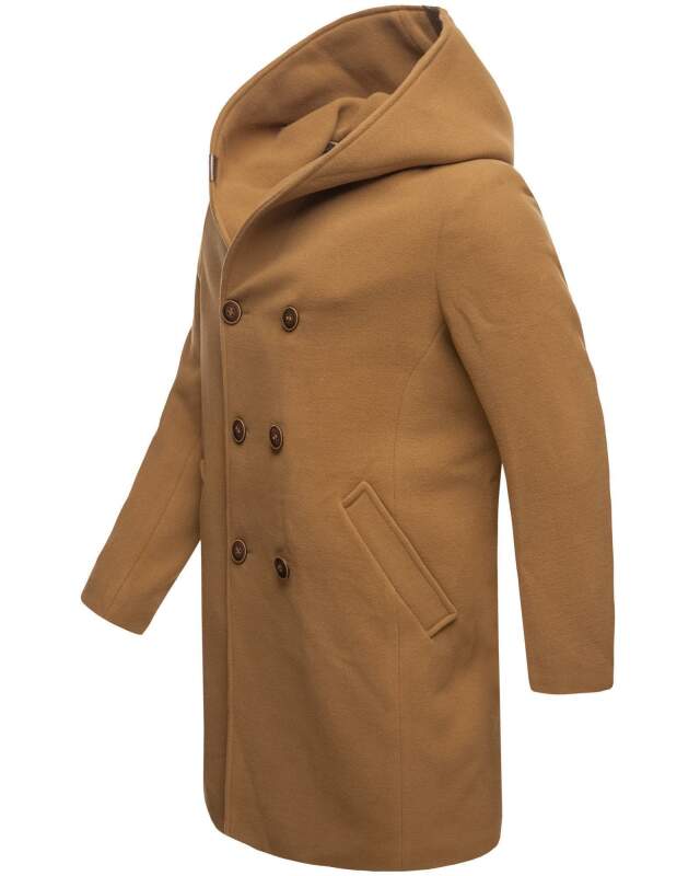 Marikoo Irukoo Herren Designer Winter Mantel lang mit Kapuze sehr warm B806