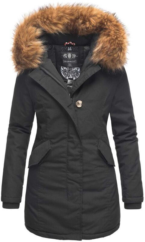 Marikoo Karmaa-Princess Damen Wintejacke mit Fellkragen B808 Schwarz Größe L - Gr. 40
