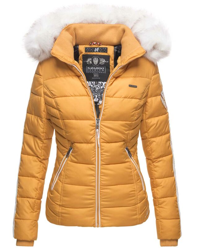 Navahoo Khingaas Damen Winter Steppjacke mit Kapuze B810 Gelb Größe XS - Gr. 34