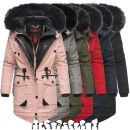 Marikoo Knutschkugel Damen Winter Jacke mit Kunstfell B812
