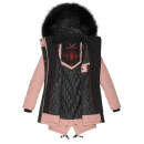 Marikoo Knutschkugel Damen Winter Jacke mit Kunstfell B812 Rosa Größe S - Gr. 36