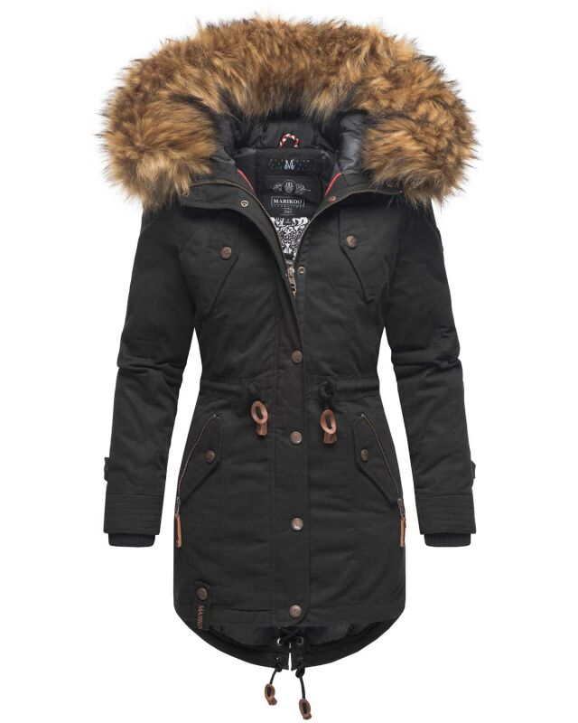 Marikoo La Viva Princess Damen Winterjacke mit Kapuze B813 Schwarz Größe M - Gr. 38
