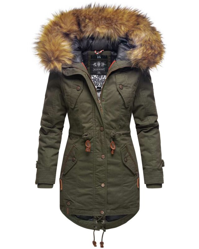 Marikoo La Viva Princess Damen Winterjacke mit Kapuze B813 Olive Größe S - Gr. 36