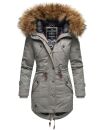 Marikoo La Viva Princess Damen Winterjacke mit Kapuze B813 Hellgrau Größe S - Gr. 36