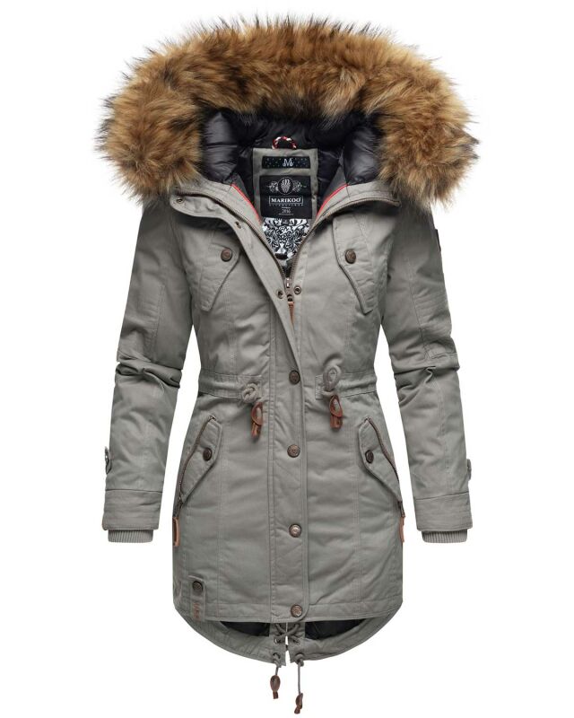 Marikoo La Viva Princess Damen Winterjacke mit Kapuze B813 Hellgrau Größe M - Gr. 38