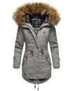 Marikoo La Viva Princess Damen Winterjacke mit Kapuze B813 Hellgrau Größe M - Gr. 38