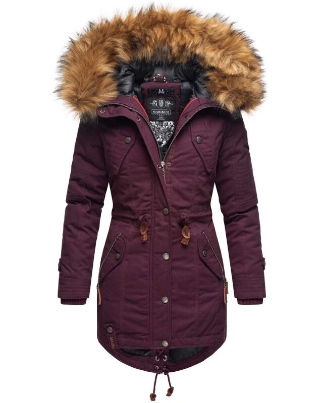 Marikoo La Viva Princess Damen Winterjacke mit Kapuze B813 Weinrot Größe S - Gr. 36