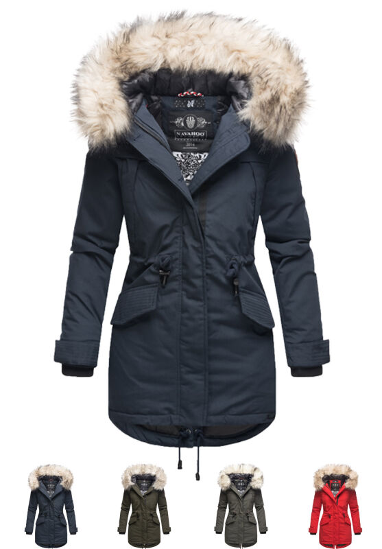 Navahoo Lady Like warme Damen Winterjacke mit Kapuze und Kunstfell B814