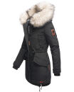 Navahoo Lady Like warme Damen Winterjacke mit Kapuze und Kunstfell B814 Schwarz Größe XS - Gr. 34