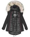 Navahoo Lady Like warme Damen Winterjacke mit Kapuze und Kunstfell B814 Schwarz Größe XS - Gr. 34