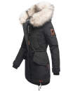 Navahoo Lady Like warme Damen Winterjacke mit Kapuze und Kunstfell B814 Schwarz Größe S - Gr. 36