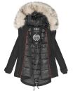 Navahoo Lady Like warme Damen Winterjacke mit Kapuze und Kunstfell B814 Schwarz Größe M - Gr. 38