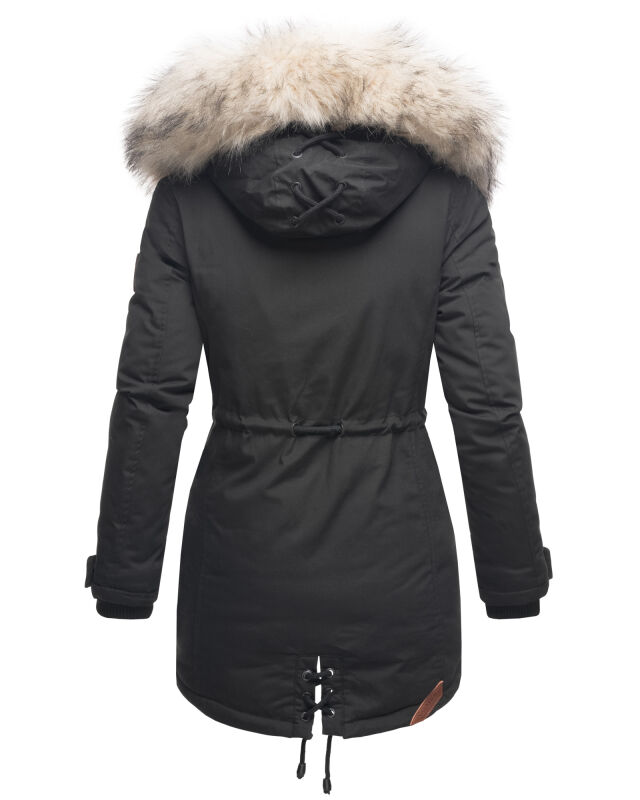 Navahoo Lady Like warme Damen Winterjacke mit Kapuze und Kunstfell B814 Schwarz Größe XL - Gr. 42