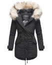Navahoo Lady Like warme Damen Winterjacke mit Kapuze und Kunstfell B814 Schwarz Größe XL - Gr. 42