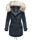 Navahoo Lady Like warme Damen Winterjacke mit Kapuze und Kunstfell B814 Navy Größe XL - Gr. 42