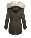 Navahoo Lady Like warme Damen Winterjacke mit Kapuze und Kunstfell B814 Olive Größe XS - Gr. 34