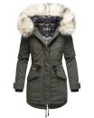 Navahoo Lady Like warme Damen Winterjacke mit Kapuze und Kunstfell B814 Anthrazit Größe XS - Gr. 34