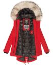 Navahoo Lady Like warme Damen Winterjacke mit Kapuze und Kunstfell B814 Rot Größe XS - Gr. 34