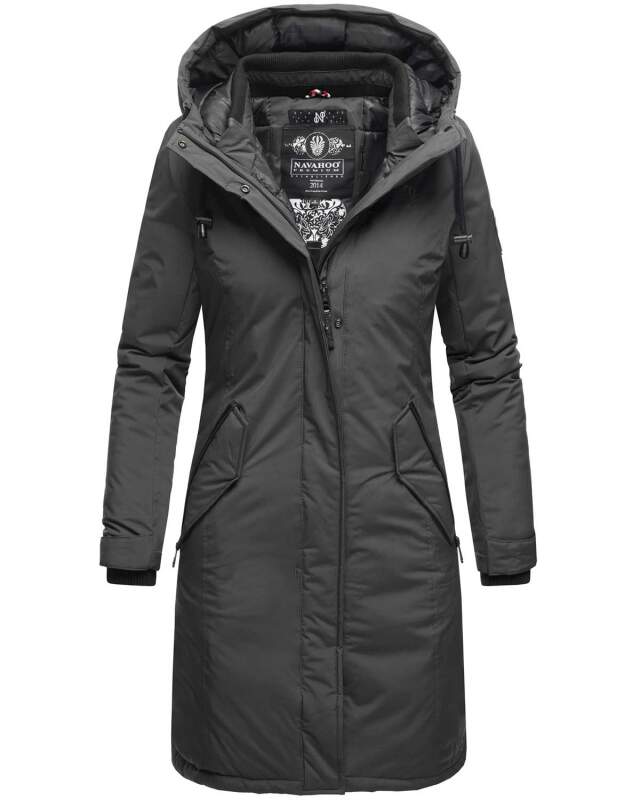 Navahoo Letiziaa warme Damen Winter Jacke lang B815 Anthrazit Größe XXL - Gr. 44