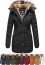 Marikoo Damen Winterjacke mit Kapuze Parka Kunstfell B817