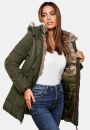 Marikoo Damen Winterjacke mit Kapuze Parka Kunstfell B817