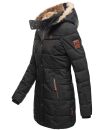 Marikoo warme Damen Winterjacke mit Kapuze Parka Kunstfell B817 Schwarz-Gr.XS