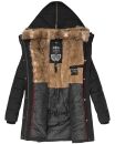 Marikoo warme Damen Winterjacke mit Kapuze Parka Kunstfell B817 Schwarz-Gr.XS