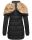 Marikoo warme Damen Winterjacke mit Kapuze Parka Kunstfell B817 Schwarz-Gr.S