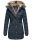 Marikoo warme Damen Winterjacke mit Kapuze Parka Kunstfell B817 Navy-Gr.M