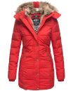 Marikoo warme Damen Winterjacke mit Kapuze Parka Kunstfell B817 Rot-Gr.XS