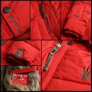 Marikoo warme Damen Winterjacke mit Kapuze Parka Kunstfell B817 Rot-Gr.XS