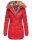 Marikoo warme Damen Winterjacke mit Kapuze Parka Kunstfell B817 Rot-Gr.S