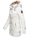 Marikoo warme Damen Winterjacke mit Kapuze Parka Kunstfell B817 Weiß-Gr.S