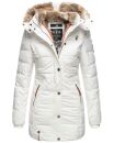 Marikoo warme Damen Winterjacke mit Kapuze Parka Kunstfell B817 Weiß-Gr.XXL