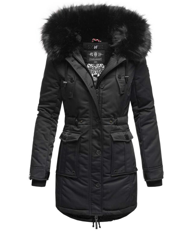 Navahoo Luluna Princess warme Damen Winter Jacke mit Kunstfell B818 Schwarz-Gr.M