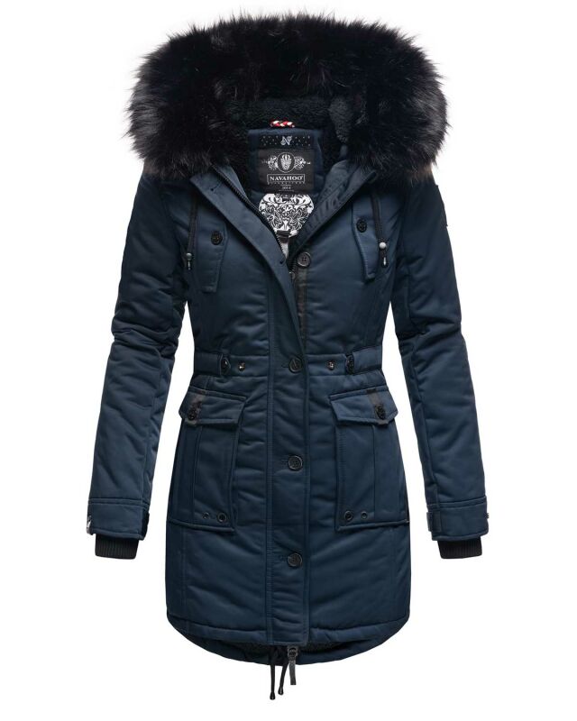 Navahoo Luluna Princess warme Damen Winter Jacke mit Kunstfell B818 Navy-Gr.XXL