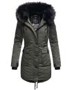 Navahoo Luluna Princess warme Damen Winter Jacke mit Kunstfell B818 D-Grau-Gr.S