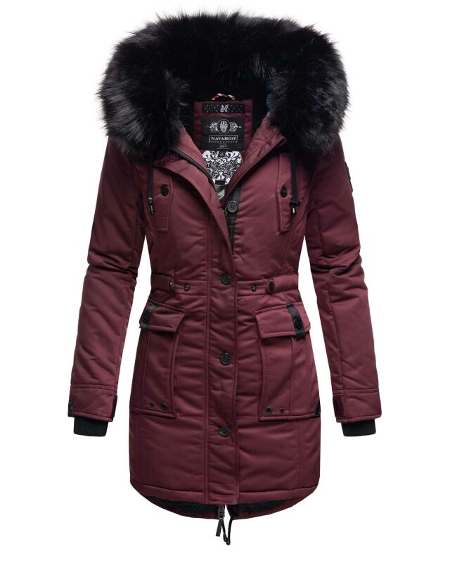 Navahoo Luluna Princess warme Damen Winter Jacke mit Kunstfell B818 Weinrot-Gr.XS