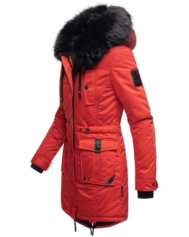 Navahoo Luluna Princess warme Damen Winter Jacke mit Kunstfell B818 Rot Größe L - Gr. 40