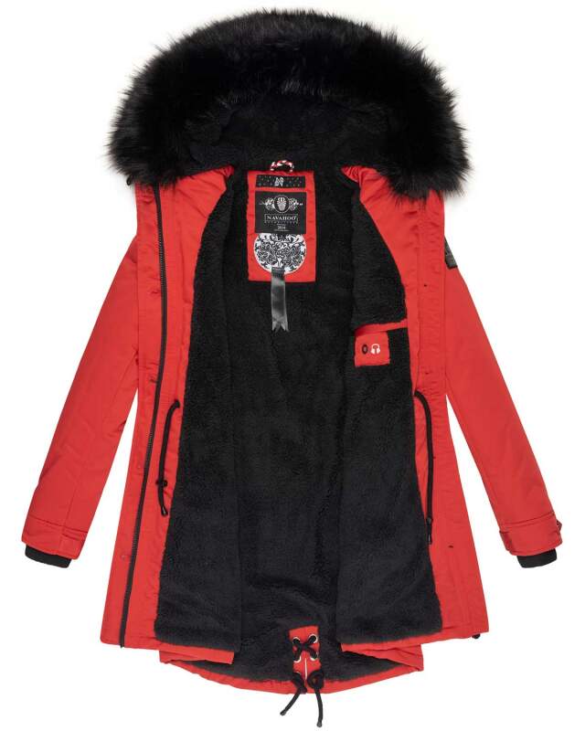 Navahoo Luluna Princess warme Damen Winter Jacke mit Kunstfell B818 Rot Größe L - Gr. 40