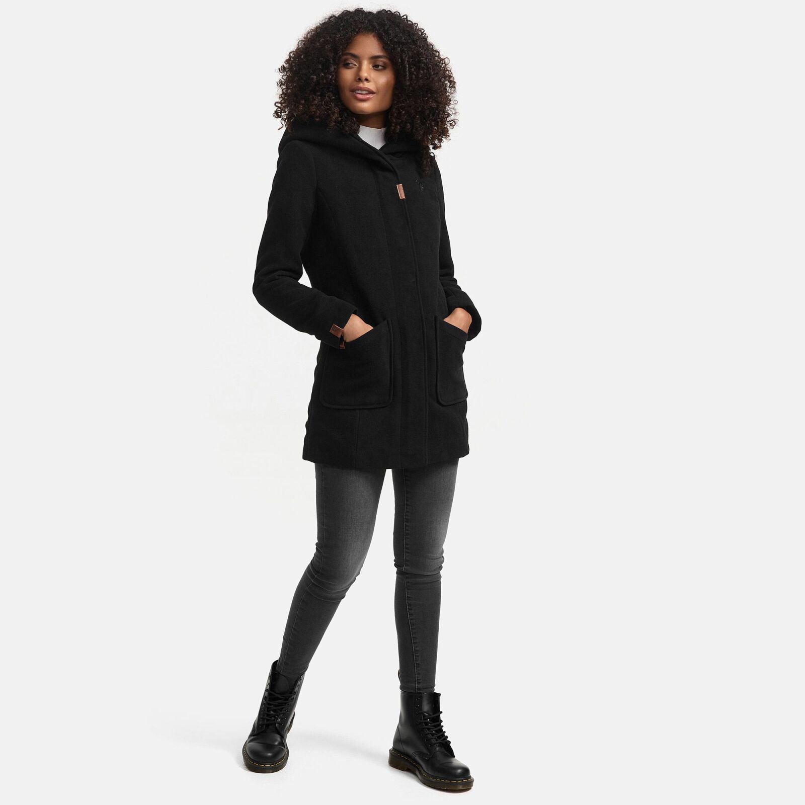 Trenchcoat Schwarze Damenmantel Schwarzer Damenmantel Mit Gürtel 14170