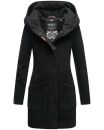 Marikoo Maikoo Damen Mantel mit Kapuze Trenchcoat Jacke B819 Schwarz Größe M - Gr. 38