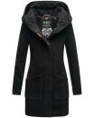 Marikoo Maikoo Damen Mantel mit Kapuze Trenchcoat Jacke B819 Schwarz Größe L - Gr. 40