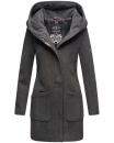 Marikoo Maikoo Damen Mantel mit Kapuze Trenchcoat Jacke B819 Anthrazit Größe XS - Gr. 34