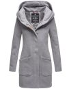 Marikoo Maikoo Damen Mantel mit Kapuze Trenchcoat Jacke B819 Hellgrau Größe S - Gr. 36